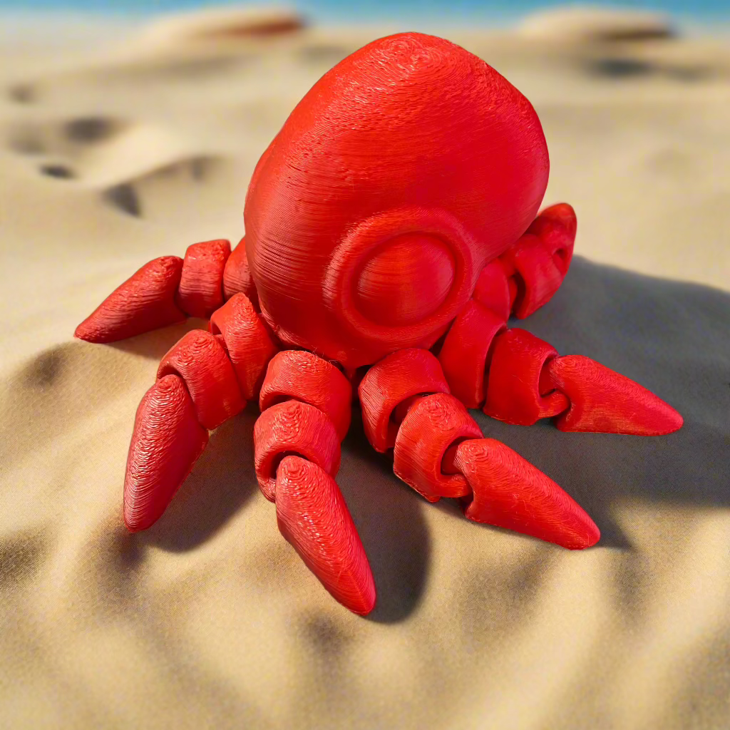 Detailed view of flexible 3D printed squid figurine