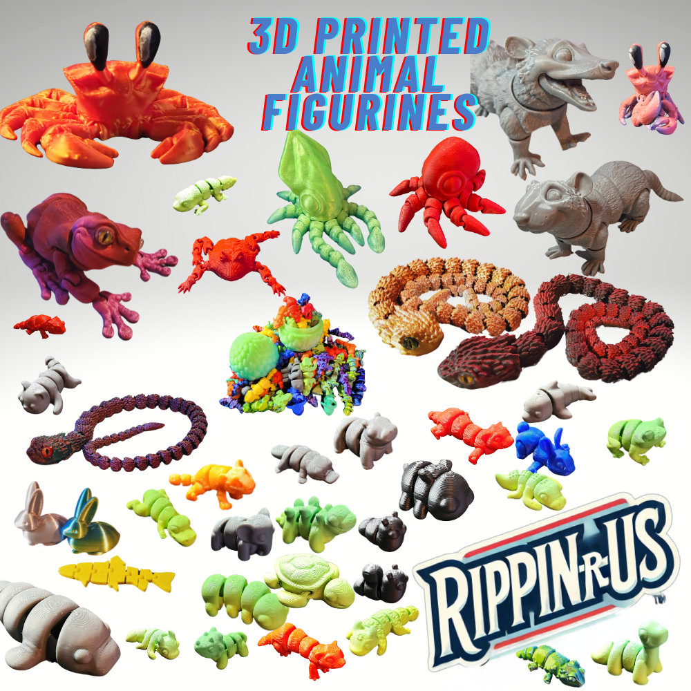 Articulating & Non-Articulating 3D Printed Animal Figurines