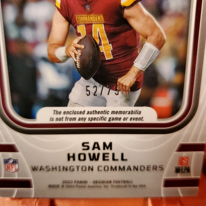 Sam Howell 2023 Panini Obsidian Atomic Materials Card - Limited Edition 52/75