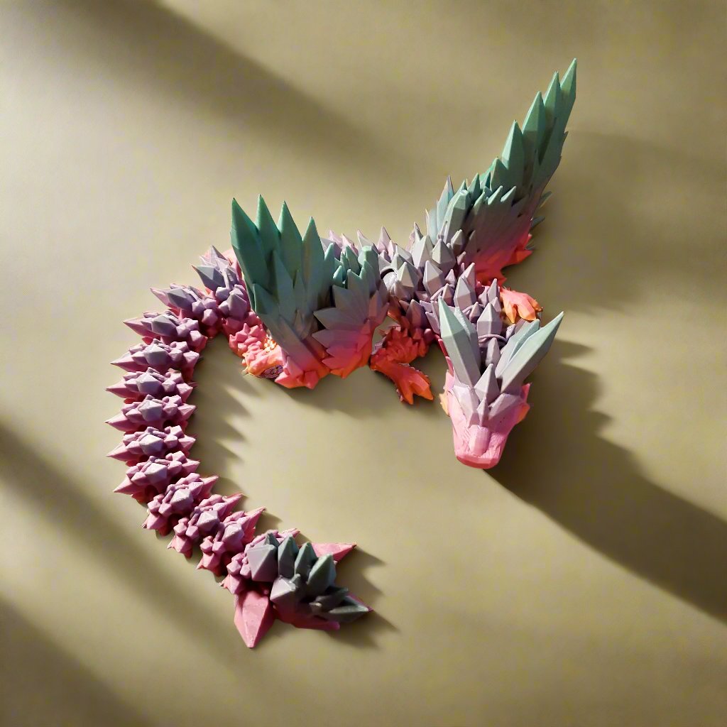 Crystal Dragon Figurine - 3D Printed, Fantasy Decor