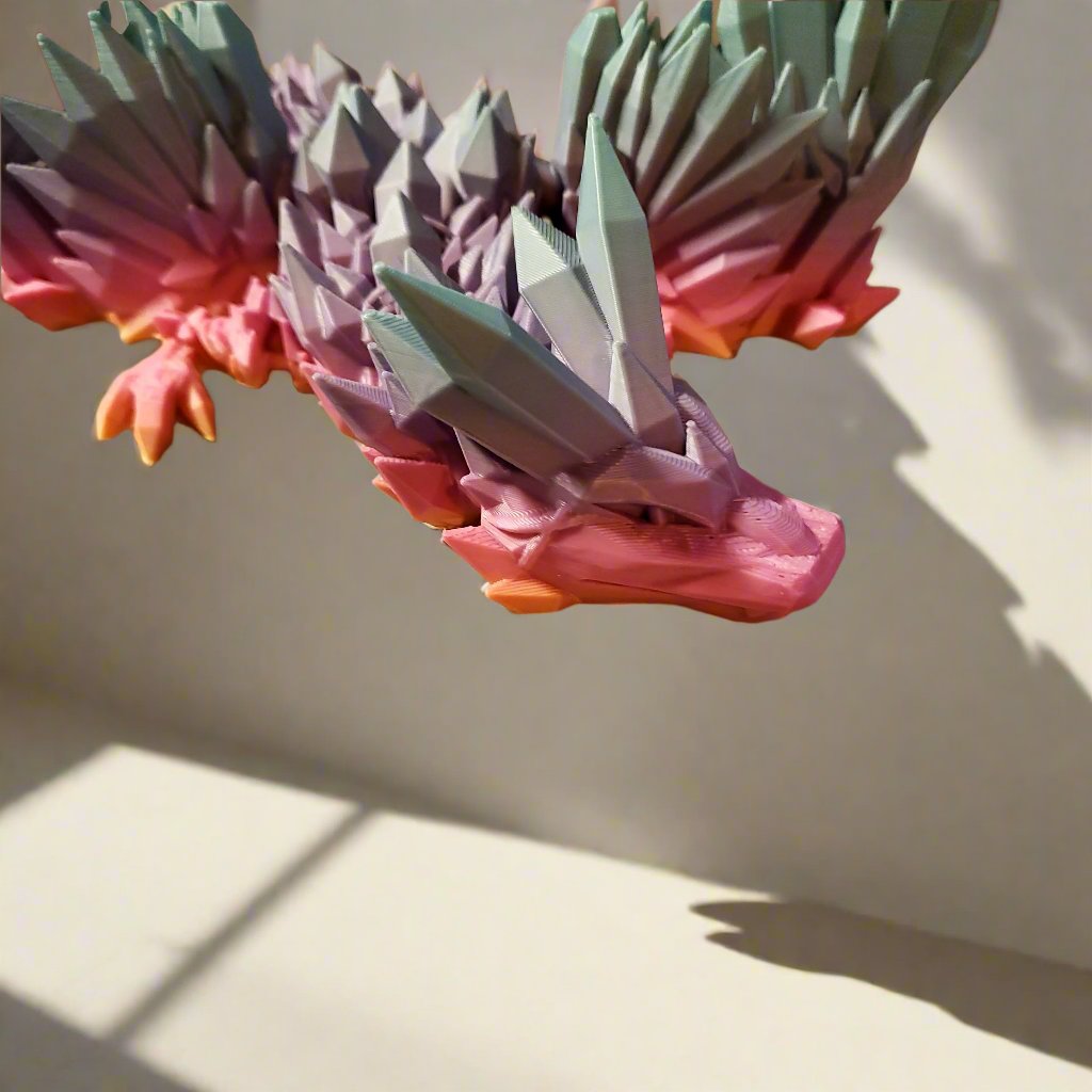 Crystal Dragon Figurine - 3D Printed, Fantasy Decor