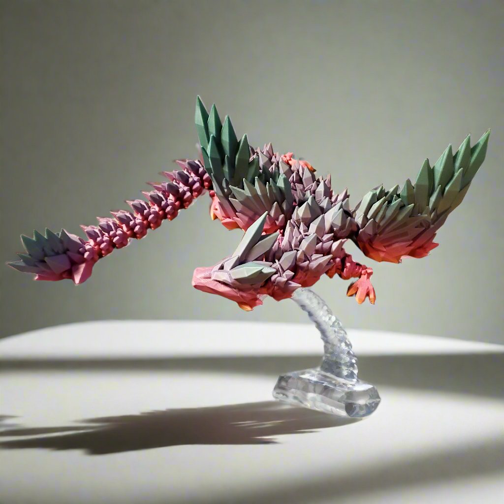 Crystal Dragon Figurine - 3D Printed, Fantasy Decor