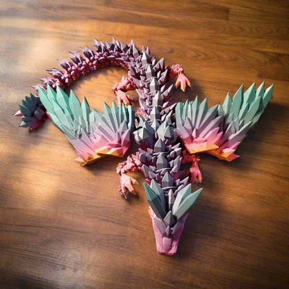 Crystal Dragon Figurine - 3D Printed, Fantasy Decor