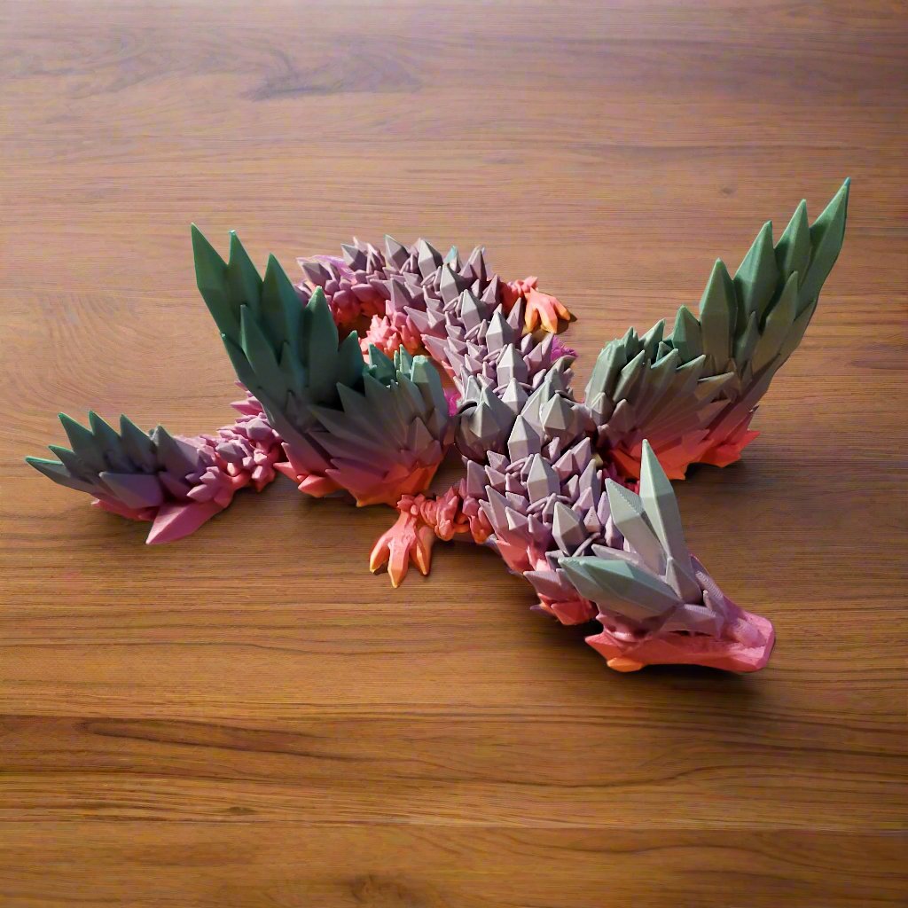 Crystal Dragon Figurine - 3D Printed, Fantasy Decor