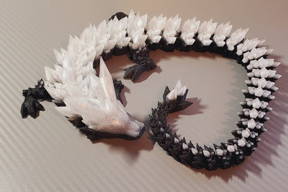 21" Articulated 3D Printed Crystal Dragon Fidget Toy - Black & Clear Cinderwing3d Fantasy Model