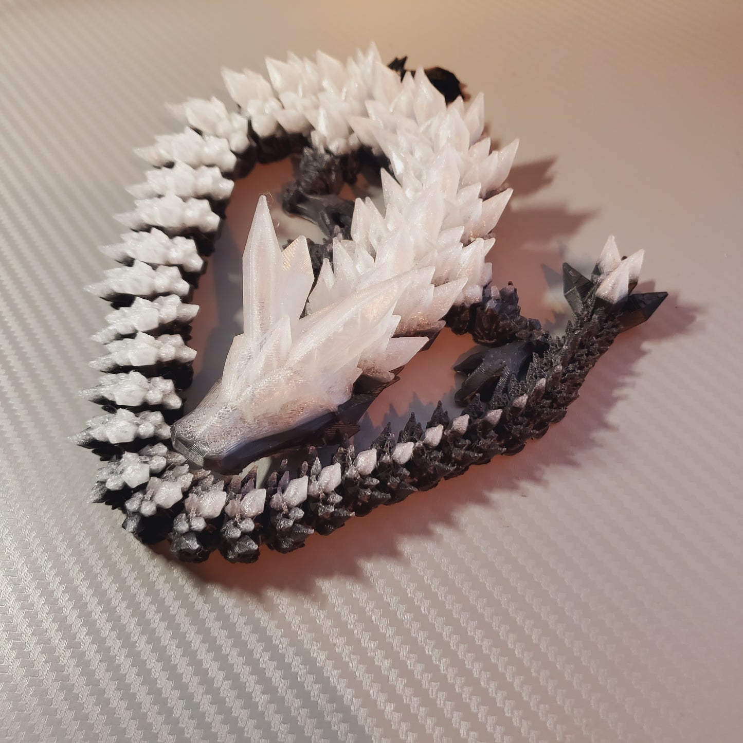 21" Articulated 3D Printed Crystal Dragon Fidget Toy - Black & Clear Cinderwing3d Fantasy Model