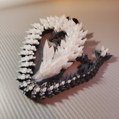 21" Articulated 3D Printed Crystal Dragon Fidget Toy - Black & Clear Cinderwing3d Fantasy Model