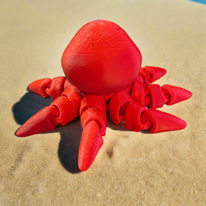 Detailed view of flexible 3D printed squid figurine