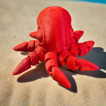 Detailed view of flexible 3D printed squid figurine