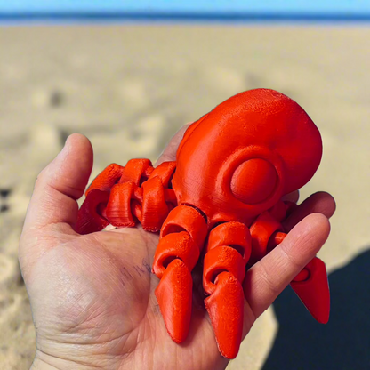 Detailed view of flexible 3D printed squid figurine