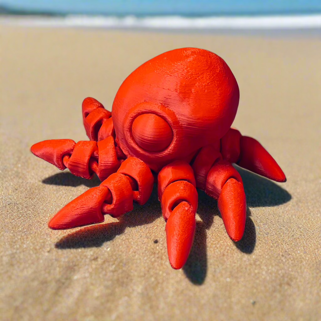 Detailed view of flexible 3D printed squid figurine