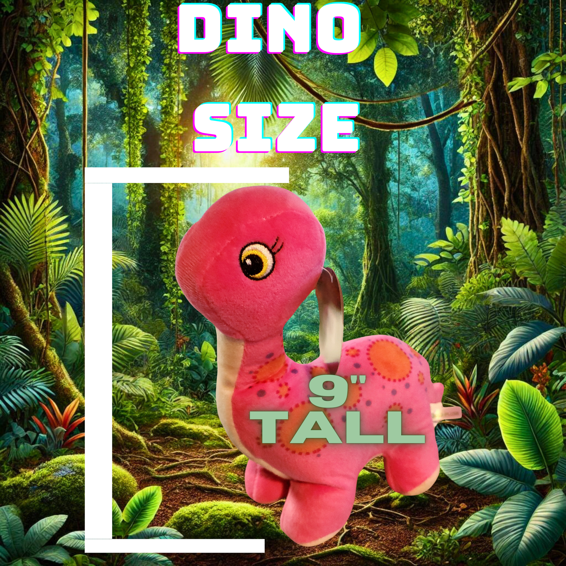 Image of Bella the Brachiosaurus plush toy inside a red 3D printed egg, set against a jungle background.