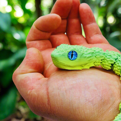 3D Printed Articulating Copperhead Snake Toy - Green & Dark Green, 23" Flexible Design with Realistic Eyes